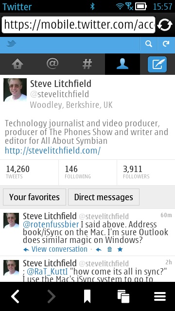 Screenshot, new mobile Twitter interface