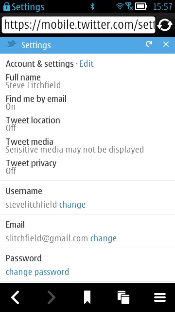 Screenshot, new mobile Twitter interface
