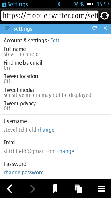Screenshot, new mobile Twitter interface