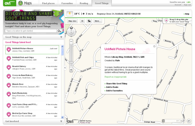 Good Things on Ovi Maps