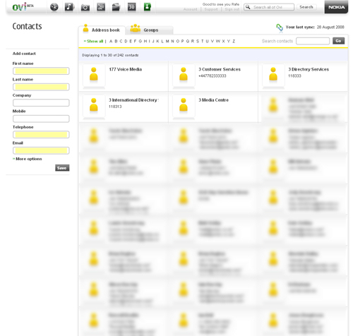 Ovi Sync contacts