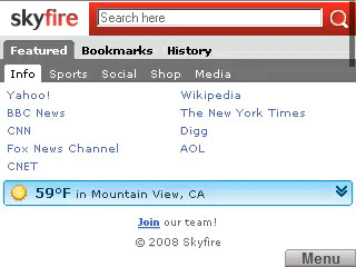 Skyfire screenshot