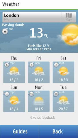 Ovi Maps Weather