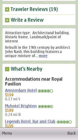 Trip Advisor in Ovi Maps
