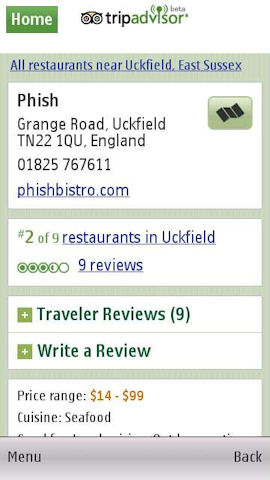 Trip Advisor in Ovi Maps