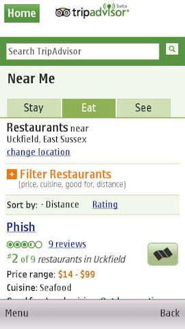 Trip Advisor in Ovi Maps