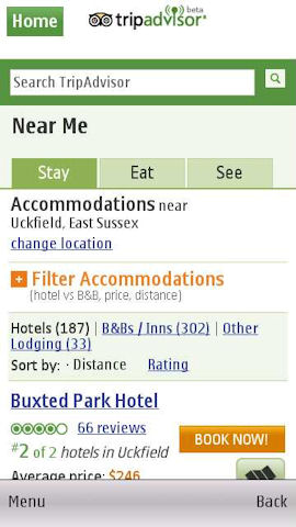 Trip Advisor in Ovi Maps