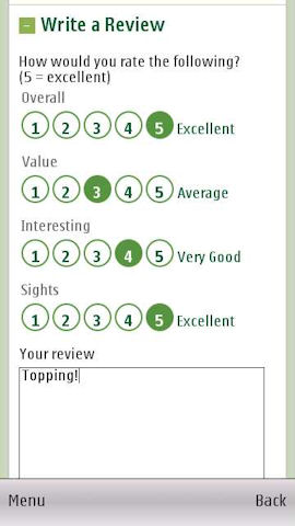 Trip Advisor in Ovi Maps