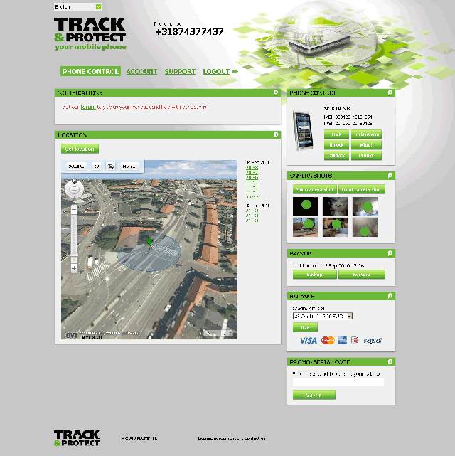 The Track&Trace Web interface