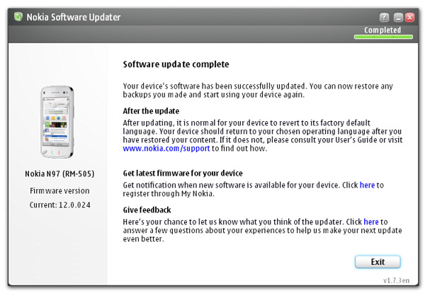 N97 firmware update