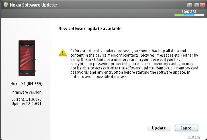 Nokia X6 Firmware Update