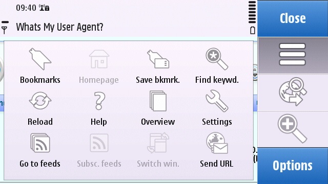 Web's main menu