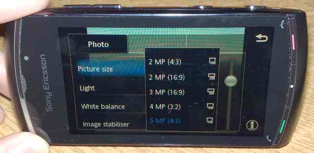 Vivaz Pro Camera UI: Image resolutions