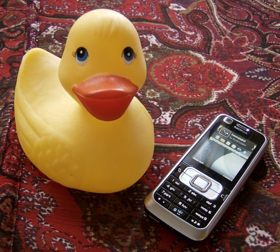 Nokia 6120 Classic smartphone and duck