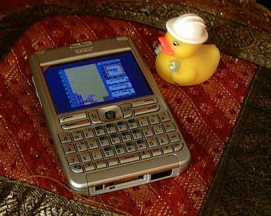 Virtual GameBoy running on a Nokia E61 next to a rubber duck