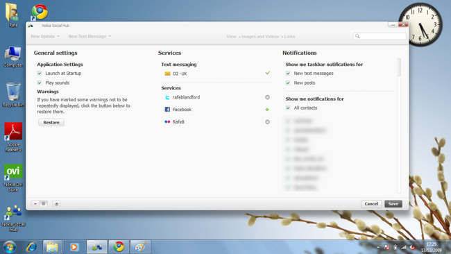Nokia Social Hub Settings