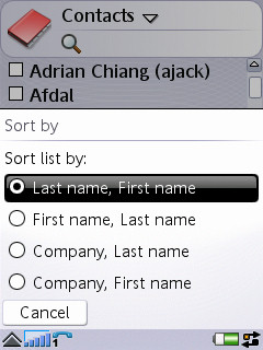 UIQ 3 Contact Sorting