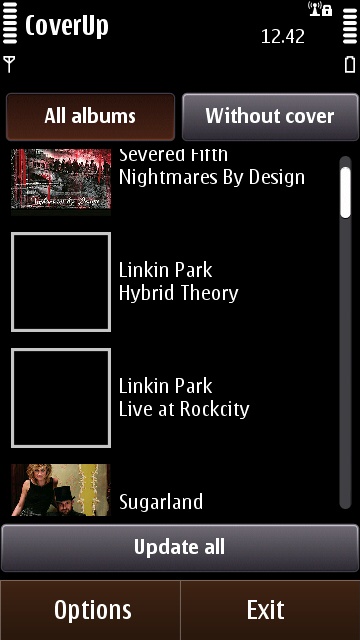 CoverUp’s main user interface, listing all albums