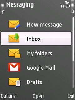 E55 E-mail application, accessing from the messging menu