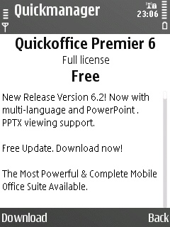 Quick Office 6.2 upgrade offer