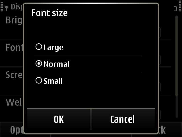 Font size setting