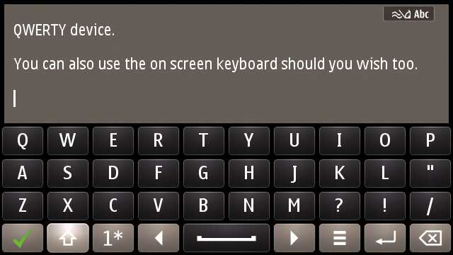 On-screen QWERTY keyboard on the E7