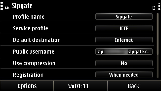 Configuring a SIP account in Symbian^3