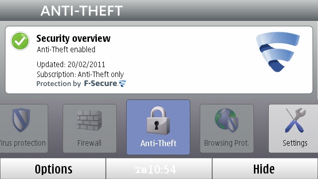 The F-Secure Mobile control panel
