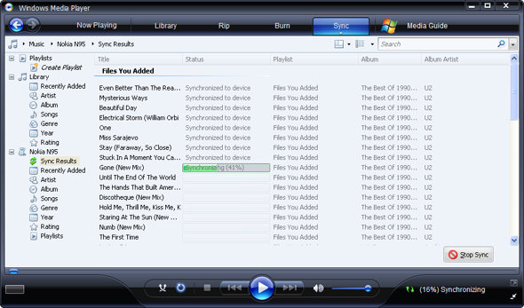 Windows Media Sync