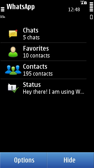 Whatsapp Messenger main menu