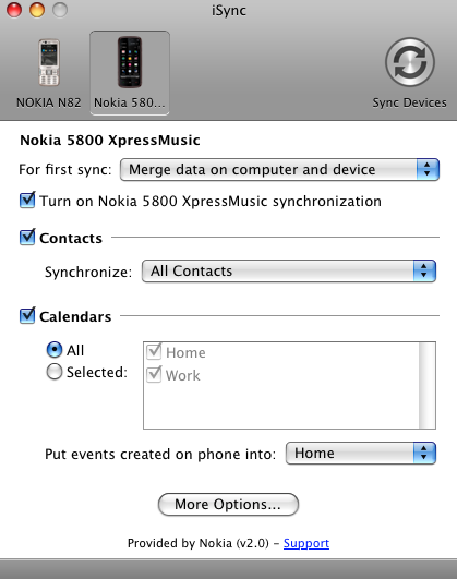 iSync for 5800 on Mac