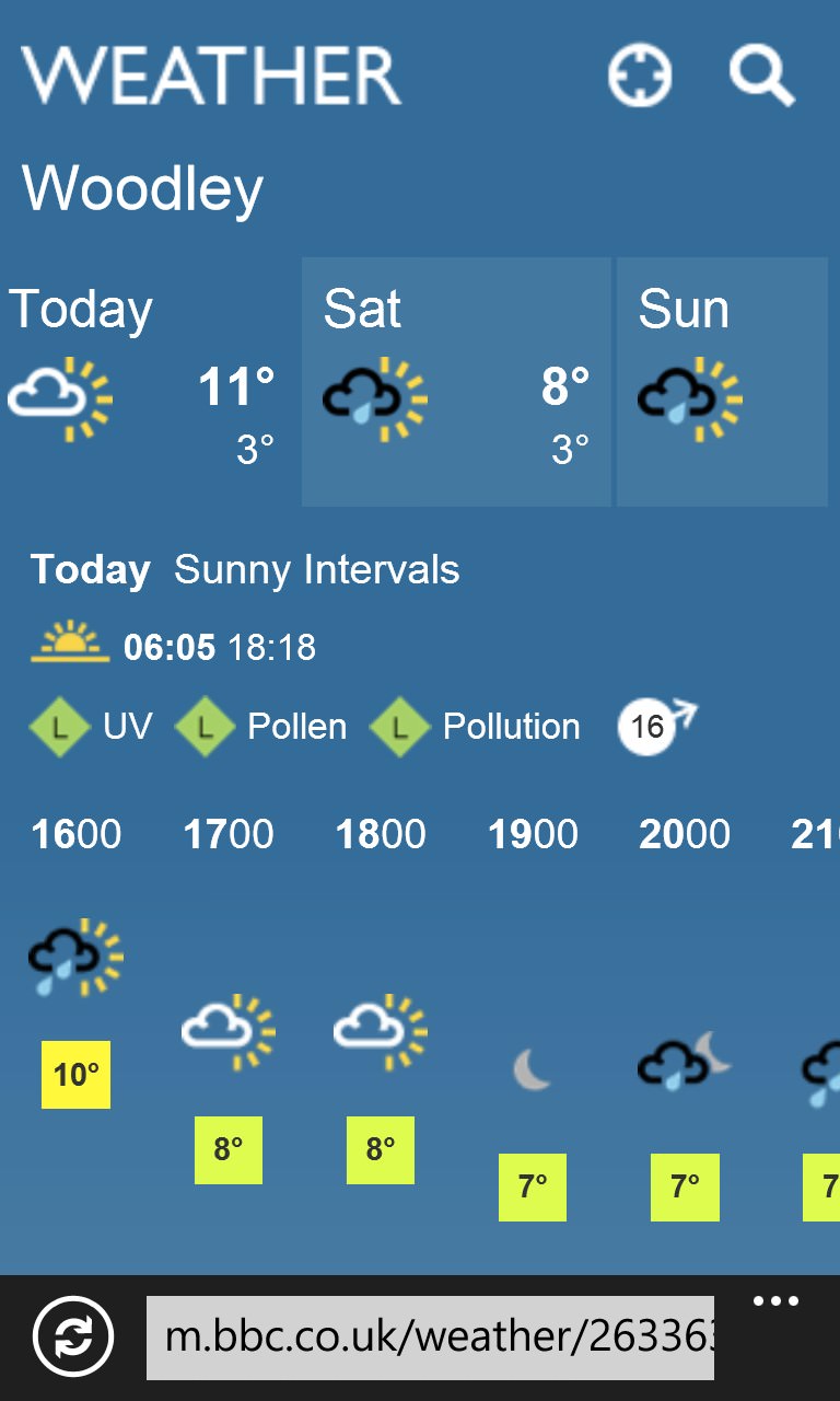 Screenshot, BBC responsive weather