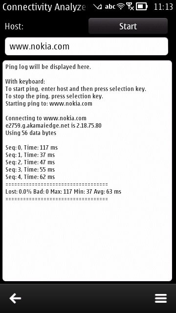 Screenshot, Nokia Connectivity Analyzer
