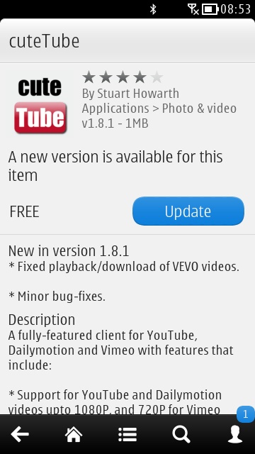 Screenshot, CuteTube