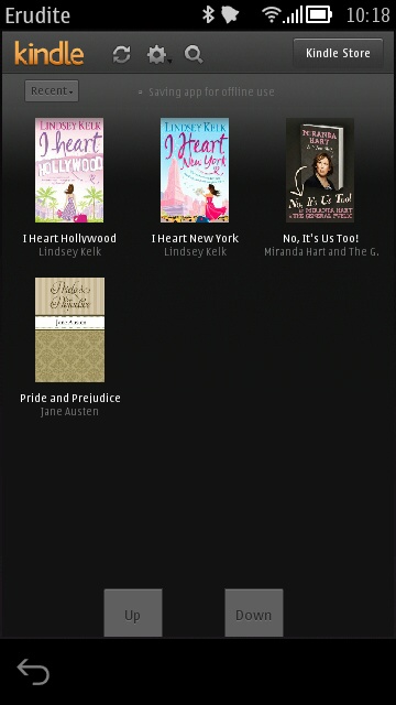 Screenshot, Erudite (Kindle for Symbian)