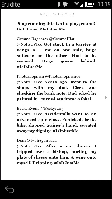 Screenshot, Erudite (Kindle for Symbian)