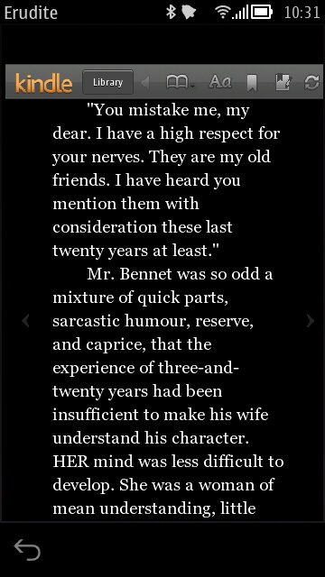 Screenshot, Erudite (Kindle for Symbian)