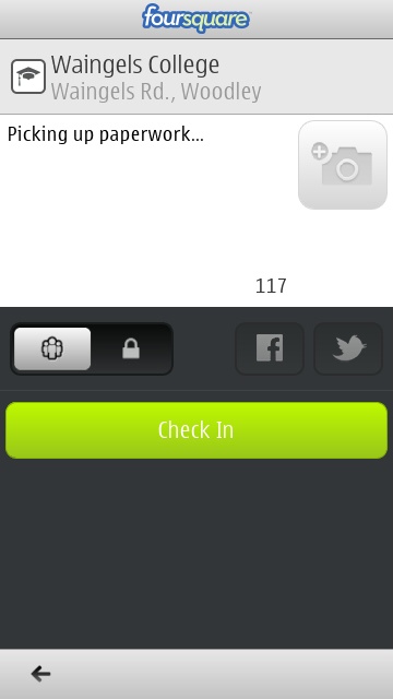 Screenshot, foursquare for Symbian