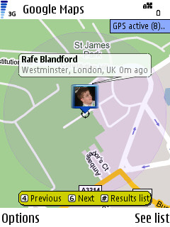 Screenshot from Google Latitude