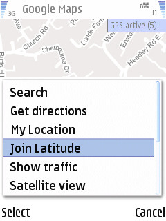 Screenshot from Google Latitude