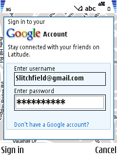 Screenshot from Google Latitude