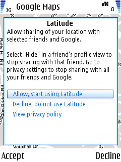 Screenshot from Google Latitude