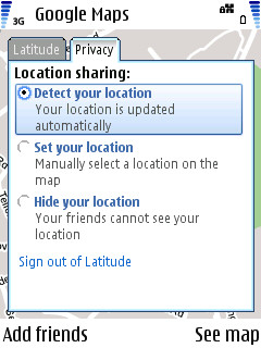 Screenshot from Google Latitude