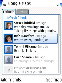 Screenshot from Google Latitude