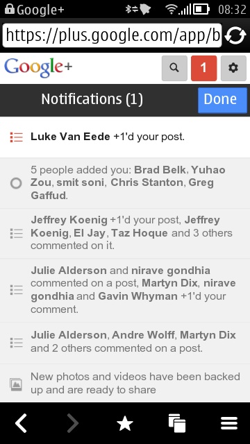 Google+ in mobile web