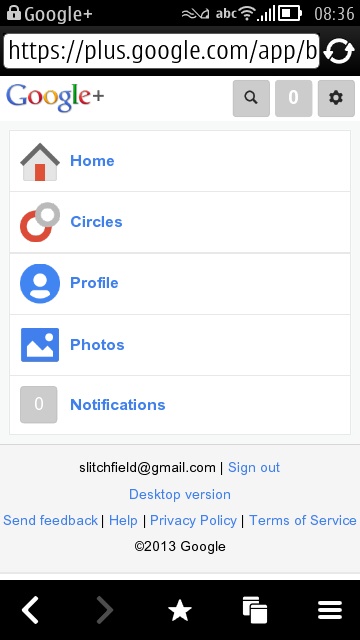 Google+ in mobile web