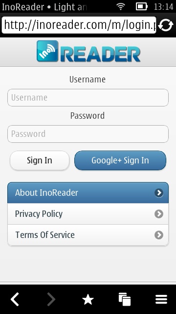 Screenshot, InoReader on Symbian