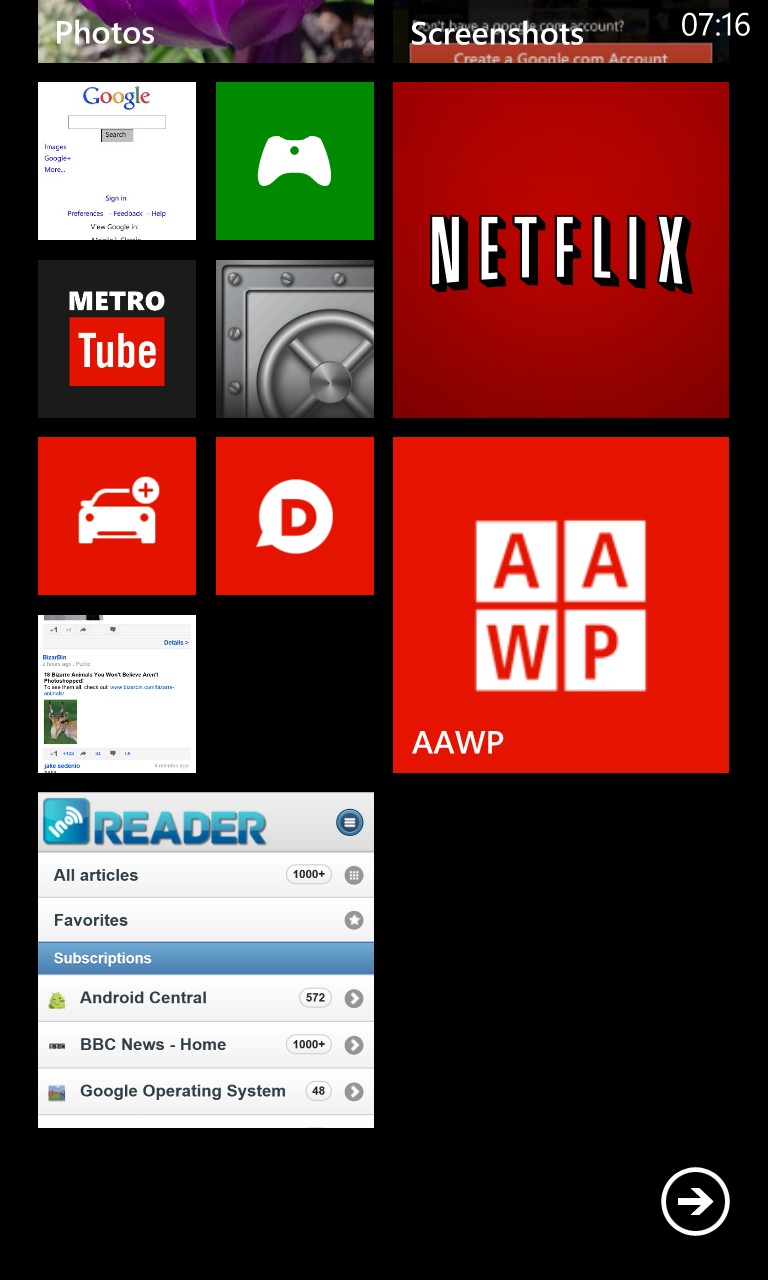 Screenshot, InoReader on Windows Phone