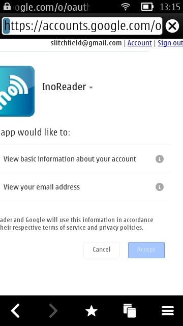 Screenshot, InoReader on Symbian