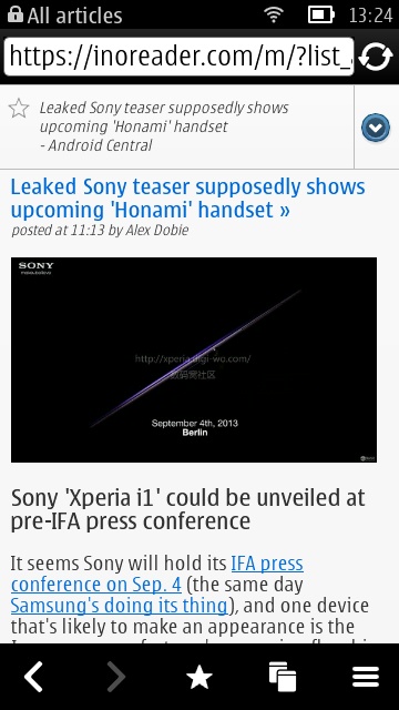 Screenshot, InoReader on Symbian
